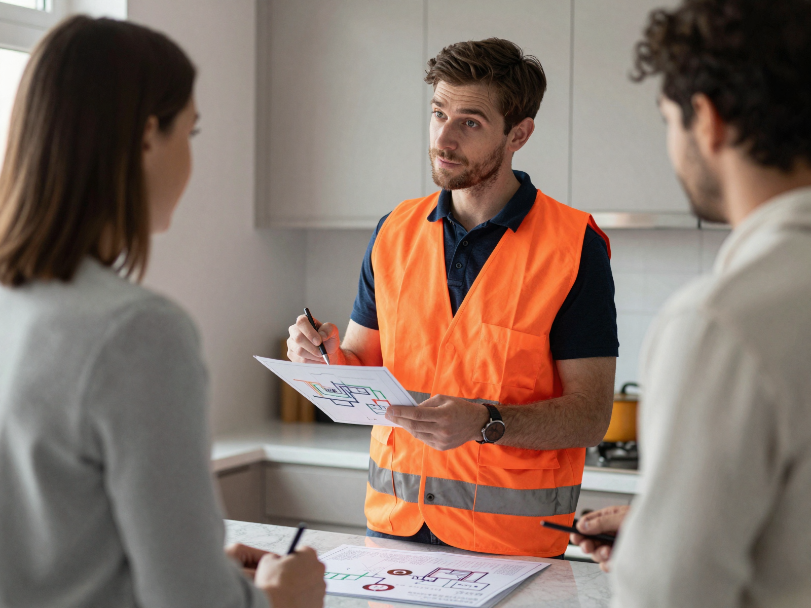 Professional electrician with residential electrical panel